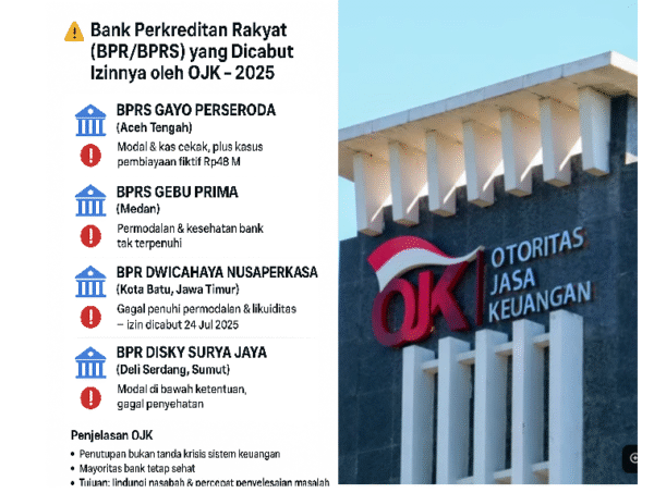 Empat BPR/BPRS Dicabut Izinnya oleh OJK pada 2025, Begini Penjelasannya