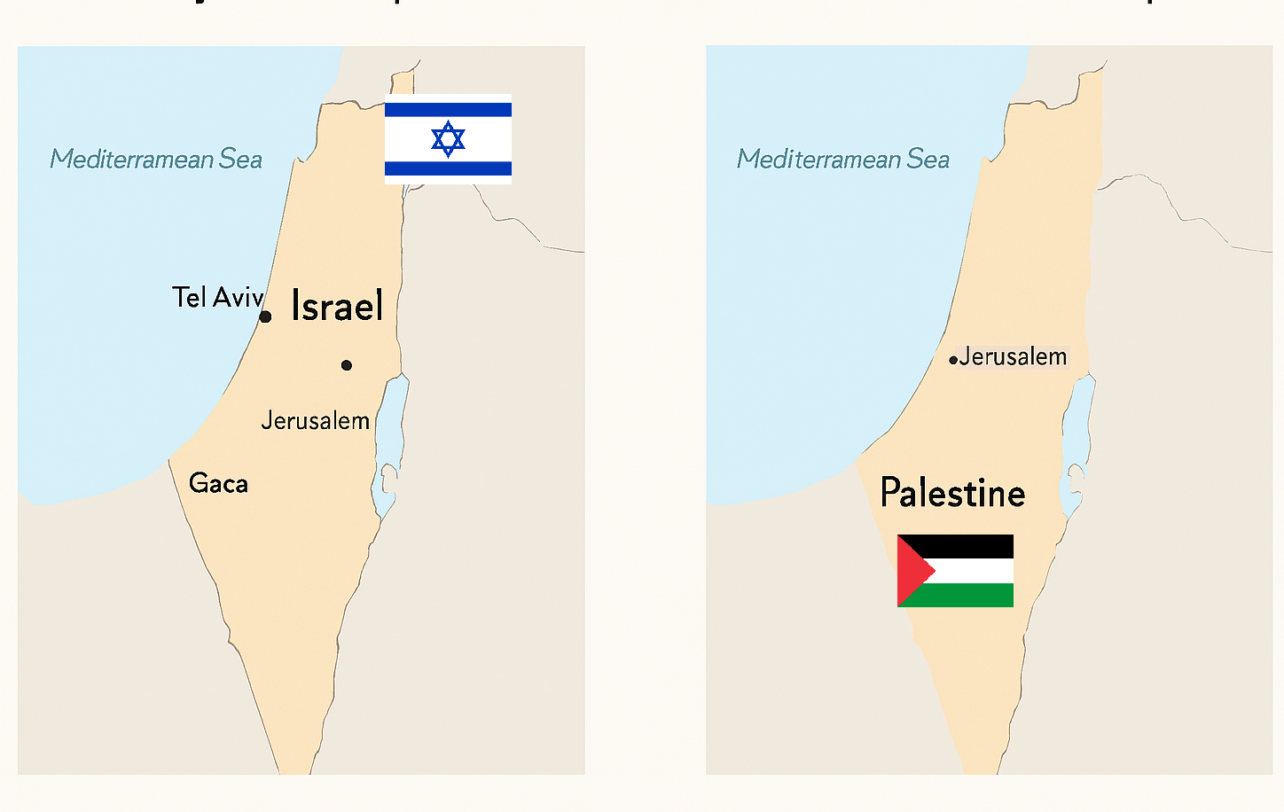 Two side-by-side map Israel 'Hilang' dari Peta Digital China Hanya Ada Palestina, Ada Motif Politik?