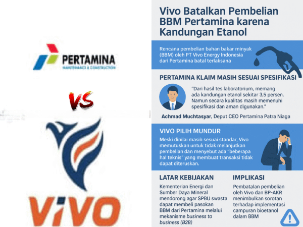 Vivo Batalkan Pembelian BBM Pertamina karena Kandungan Etanol